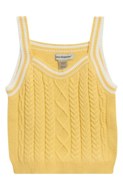 Cotton Emporium Kids' Cable Stitch Sweater Tank In Yellow
