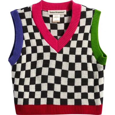 Cotton Emporium Kids' Checker Sweater Vest In Multi