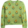 Cotton Emporium Kids' Daisy Crewneck Sweater In Green