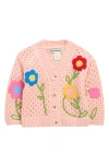 Cotton Emporium Kids' Flower Cardigan In Pink