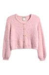 Cotton Emporium Kids' Fuzzy Cardigan In Pink