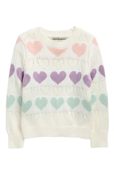 Cotton Emporium Kids' Heart Sweater In White