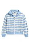 Cotton Emporium Kids' Hooded Stripe Cardigan In Blue