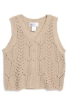 Cotton Emporium Kids' Knit Vest In Stone