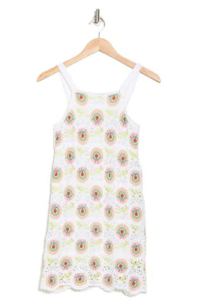 Cotton Emporium Kids' Medallion Crochet Dress In White Multi