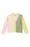 Cotton Emporium Kids' Pointelle Colorblock Cardigan In Multi