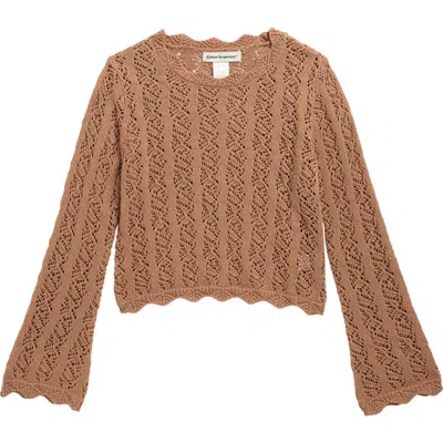 Cotton Emporium Kids' Pointelle Sweater In Black