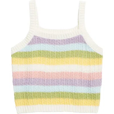 Cotton Emporium Kids' Rainbow Knit Crop Tank In Multi Rainbow Stripe