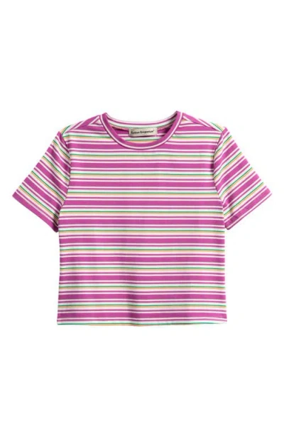 Cotton Emporium Kids' Stripe Cotton T-shirt In Plum