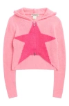 Cotton Emporium Kids' Zip-up Graphic Sweater Hoodie In Pink