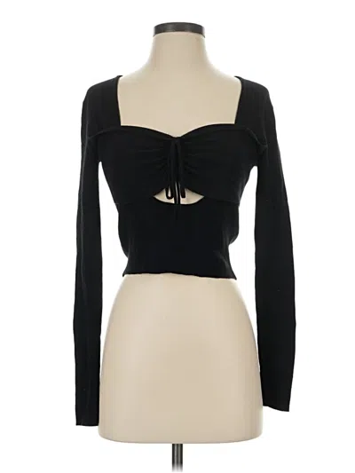 Pre-owned Cotton Emporium Long Sleeve Top Black Sweetheart Neckline Tops
