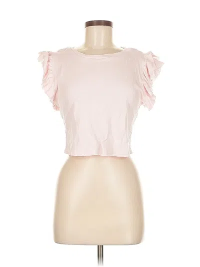 Pre-owned Cotton Emporium Short Sleeve Top Pink Ruffles Neckline Tops