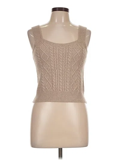 Pre-owned Cotton Emporium Sleeveless Top Tan Square Neckline Tops