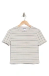 Cotton Emporium Stripe Ribbed T-shirt In Natural