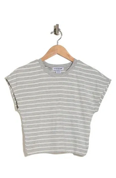 Cotton Emporium Striped Crewneck T-shirt In H Grey/white
