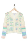 Cotton Emporium Striped Sleeve Patchwork Cardigan In Neutral