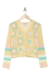 Cotton Emporium Striped Sleeve Patchwork Cardigan In Multi