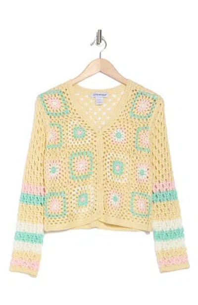 Cotton Emporium Striped Sleeve Patchwork Cardigan In Multi