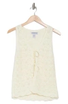 Cotton Emporium Tie Front Pointelle Sweater Vest In Ivory