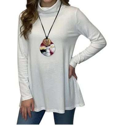 Cotton Lani Patterson Turtleneck Blouse In White