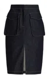 Co Tton Midi Workwear Skirt In Navy