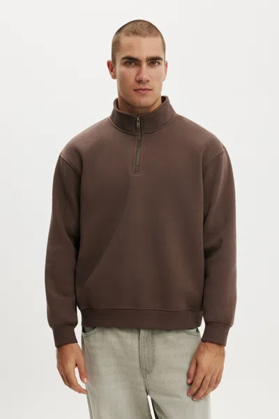 Cotton On 1/4 Zip Fleece In Brown