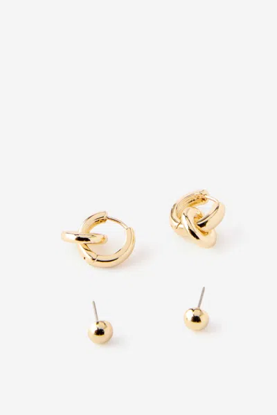 Cotton On 2pk Mid Earring In Gold