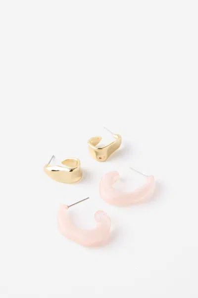 Cotton On 2pk Mid Earring In Pink