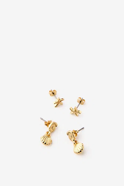 Cotton On 2pk Mid Earring In Gold
