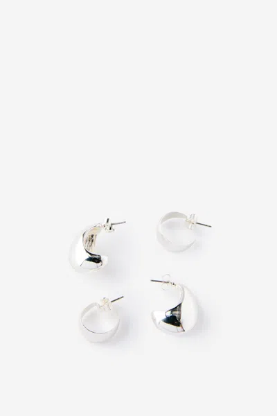 Cotton On 2pk Mid Earring In Up Silver Domed Bubble