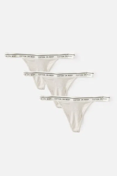 Cotton On 3 Pack Branded Cotton G-string Brief In White