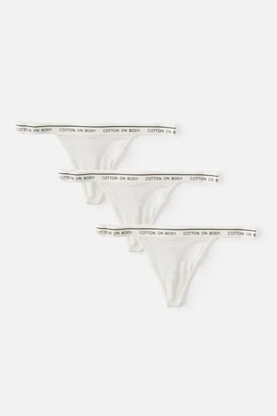 Cotton On 3 Pack Branded Cotton G-string Brief In White