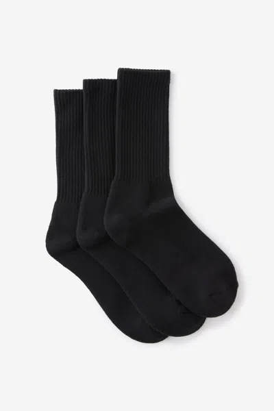 Cotton On 3 Pack Essential Crew Socks In Black