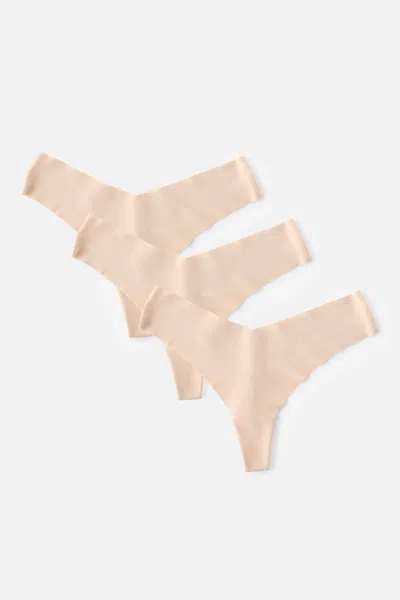 Cotton On 3 Pack Invisible Thong Brief In Neutral