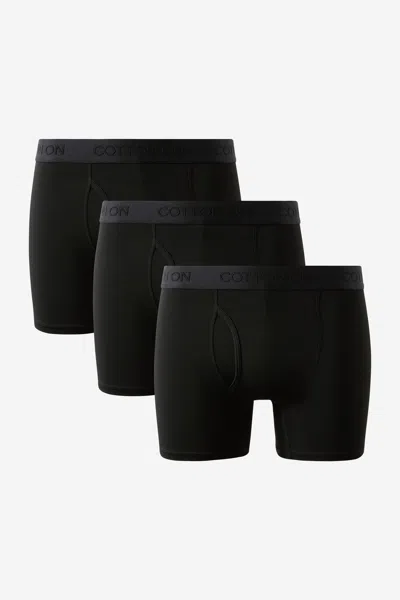 Cotton On 3 Pack Mens Comfort Stretch Boxer Brief In Black