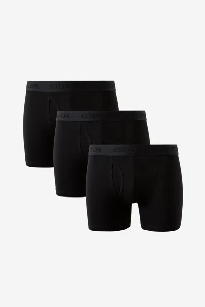 Cotton On 3 Pack Mens Organic Cotton Boxer Brief In Black