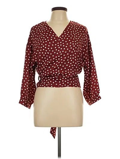 Pre-owned Cotton On 3/4 Sleeve Blouse In Burgundy