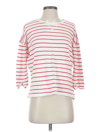 Pre-owned Cotton On 3/4 Sleeve Top Red Stripes Pattern Boatneck Tops