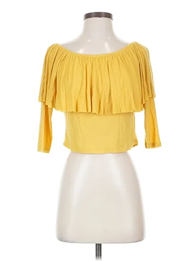Pre-owned Cotton On 3/4 Sleeve Top Yellow Off The Shoulder Neckline Tops