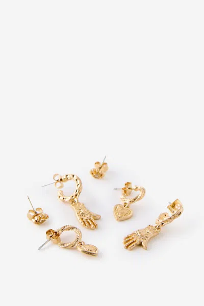 Cotton On 3pk Mid Earring In Gold