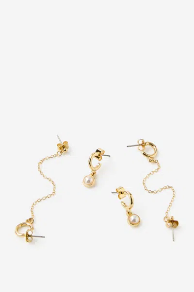 Cotton On 3pk Mid Earring In Gold