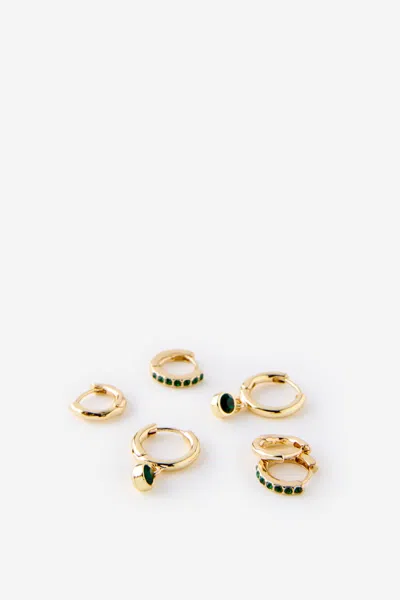 Cotton On 3pk Mid Earring In Gold