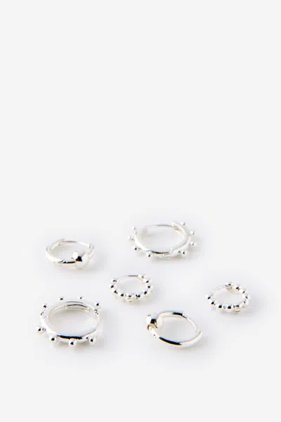 Cotton On 3pk Mid Earring In Metallic