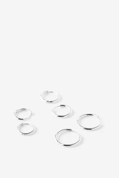 Cotton On 3pk Mid Earring In Silver