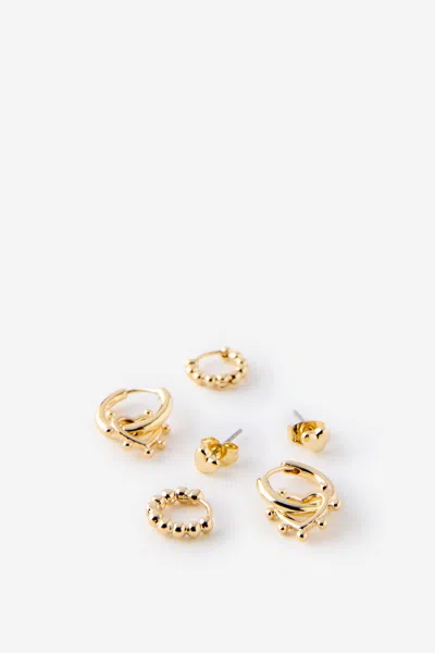 Cotton On 3pk Small Earring In Gold