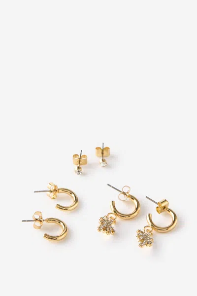Cotton On 3pk Small Earring In Gold