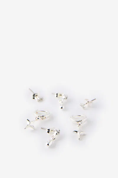Cotton On 3pk Small Earring In Silver
