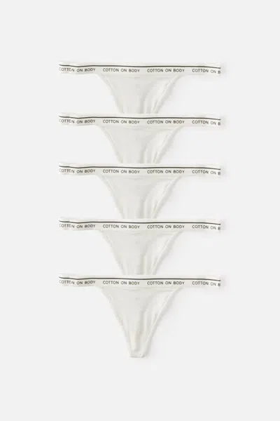 Cotton On 5 Pack Branded Cotton G-string Brief In White