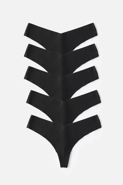 Cotton On 5 Pack Invisible Thong Brief In Black