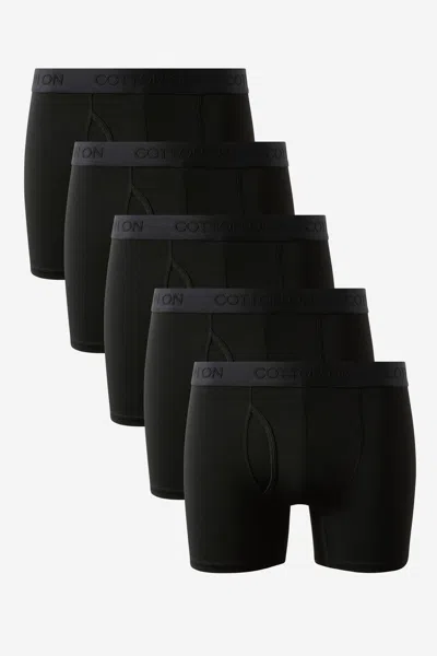 Cotton On 5 Pack Mens Comfort Stretch Boxer Brief In Black